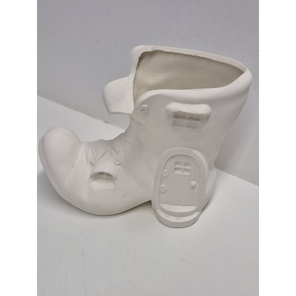 Vintage Ceramic Bisque Ready To Paint Boot House